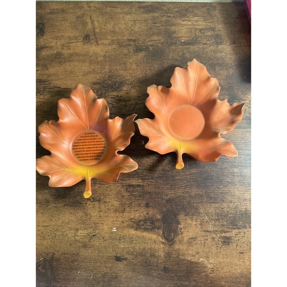 2 PartyLite Candle Holders Leaf Maple Leaves Shape Ceramic - Picture 1 of 6